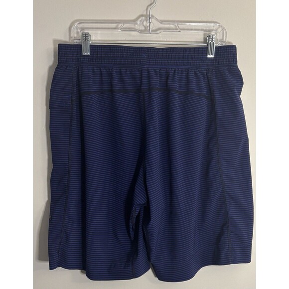 LULULEMON Mens Purple Stripe Athletic Shorts Linerless 10" Inseam Drawstring Med - Picture 2 of 10